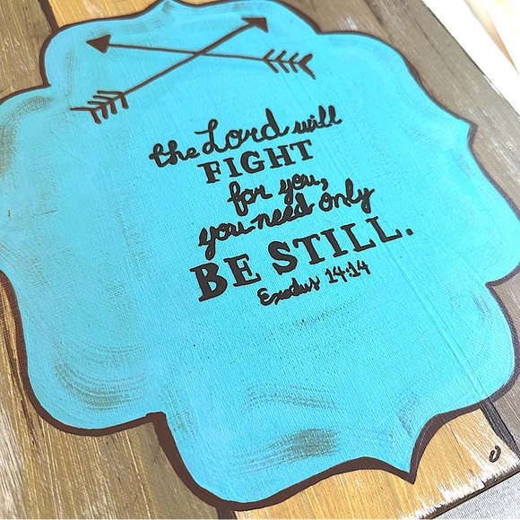 Canvas wall art - small canvas hand painted - Lord will fight for you - be still - Picture 3 of 7
